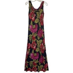 Positive Attitude Dress Womens 8 Multicolor Floral Sleeveless Maxi Sheath 90s